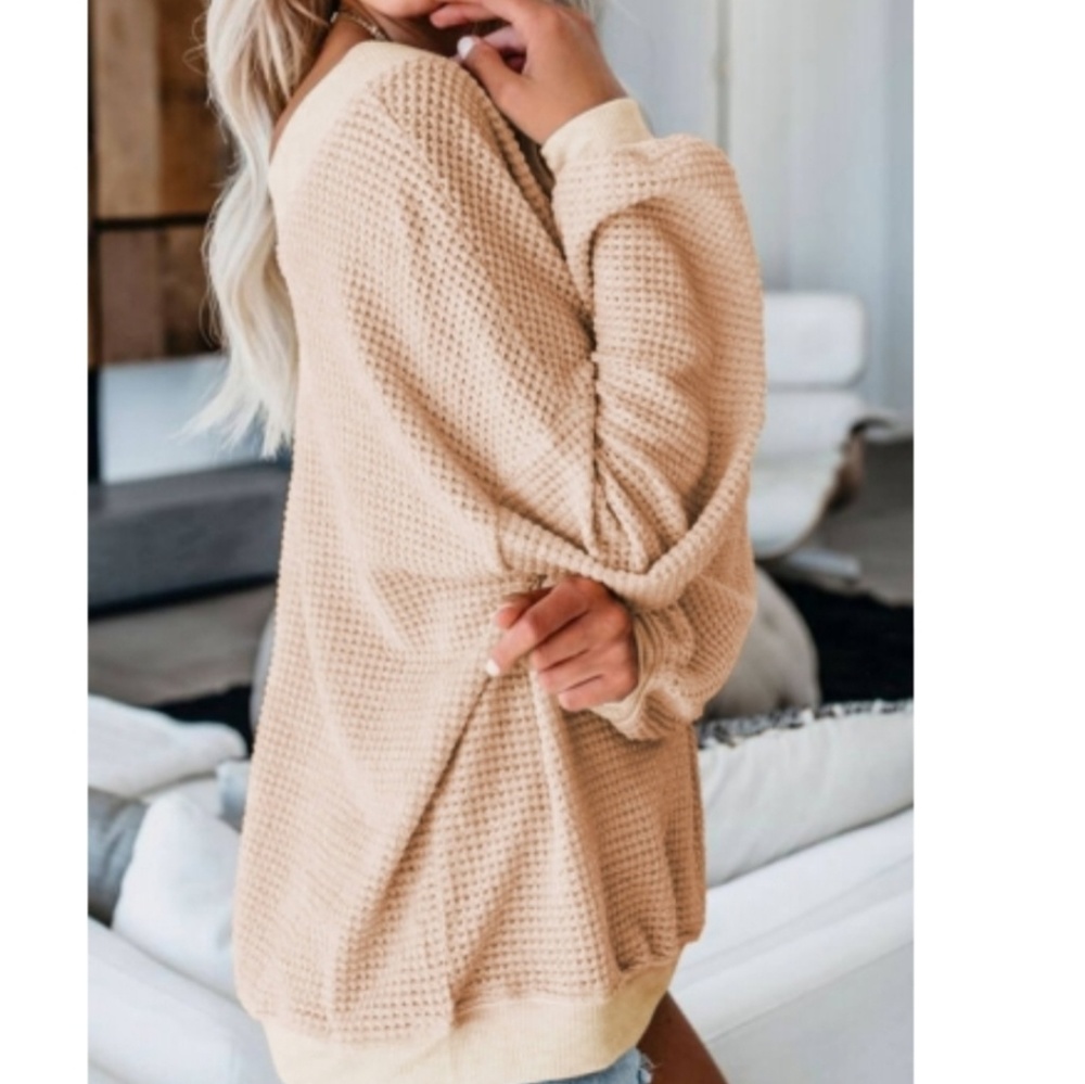 ** LAST 1!! sz. XL **Tan Sexy Slouched Thermal - Picture 4 of 6